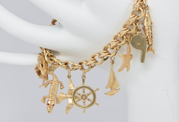 14K Yellow Gold Nautical Marine Charm Bracelet Circa 1950 Etsy