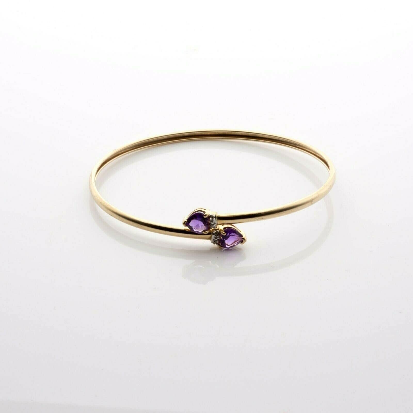 10K YG Amethyst and Diamond Accent Flexible Open Bangle
