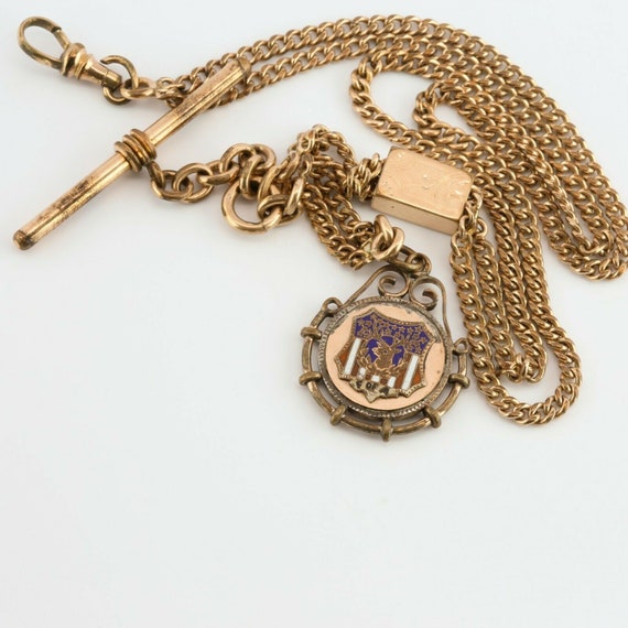 Antique Yellow Gold Filled Watch Fob with Elks En… - image 5