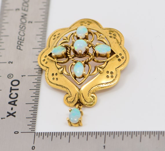 Vintage 14K Yellow Gold Opal Pin/Pendant, circa 1… - image 4