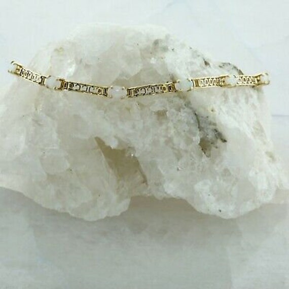 10K Yellow Gold 1 ct tw Crystal Opal Bracelet 7 i… - image 1