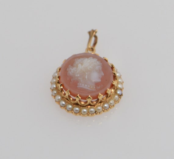 Vintage 14K Yellow Gold Carnelian Cameo, Circa 19… - image 2