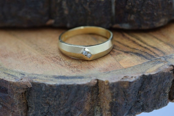 Vintage 14K Yellow Gold Diamond Ring Size 11.25 C… - image 1