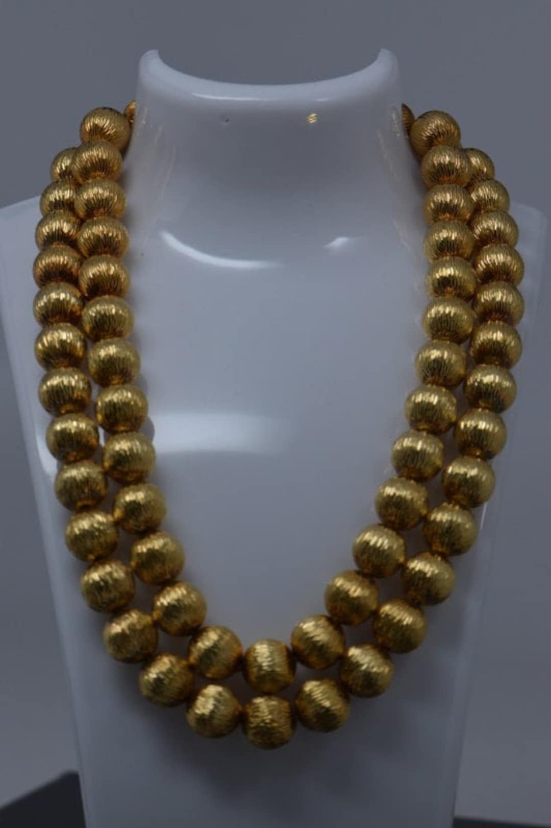 Double Strand Beaded Chain Necklace 14K Yellow Gold 17