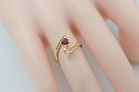 Pinkish-Brown Tourmaline Ring Bypass Design 14K Y… - image 2