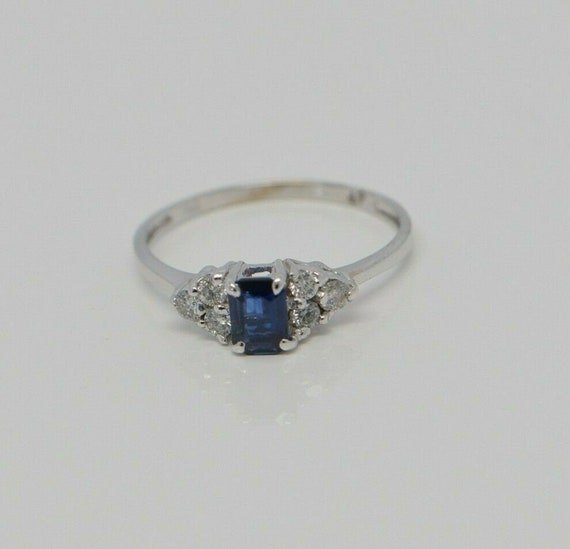 Sapphire and Diamond Ring 14K WG 1 ct Plus tw Siz… - image 4