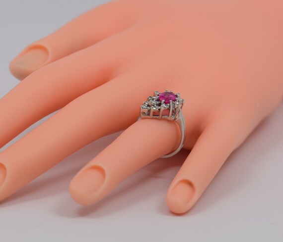 18K White Gold Pink Tourmaline and Diamond Chip R… - image 3