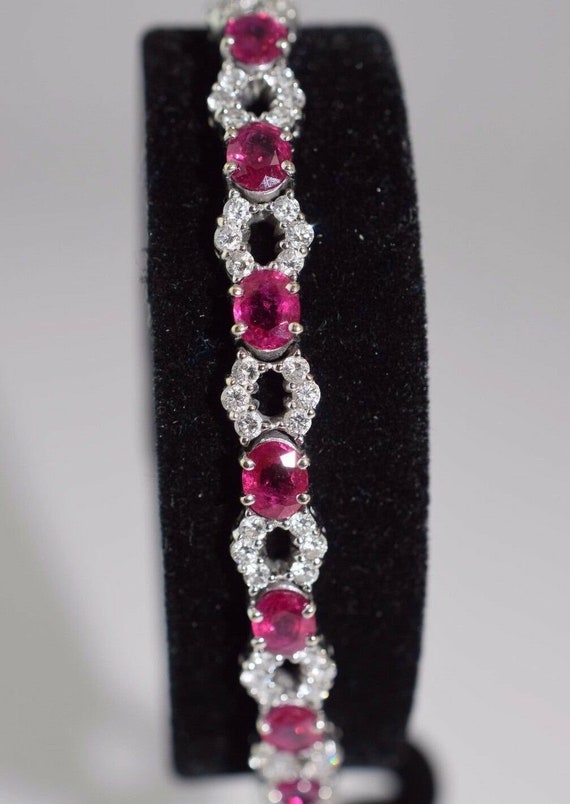 18K White Gold Ruby & Diamond Bracelet app. 8 ct. 