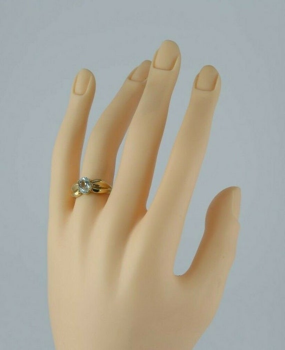 10K Yellow Gold Aquamarine Solitaire Ring Circa 1… - image 6