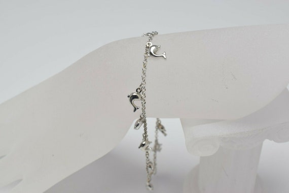 14K White Gold Dolphin Anklet Circa 1990 - image 2