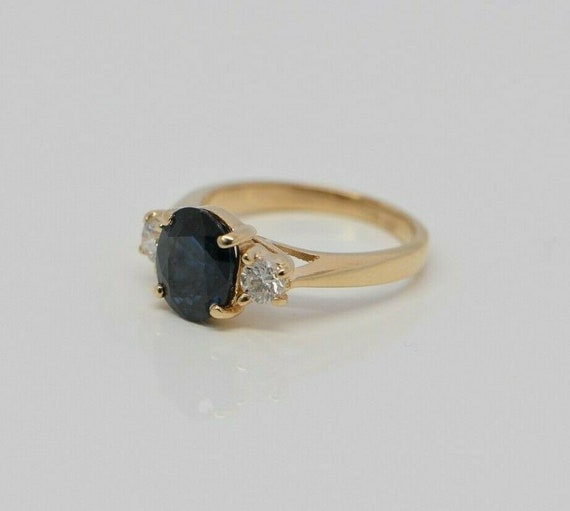 14K Yellow Gold Sapphire & Diamond Ring Circa 198… - image 7