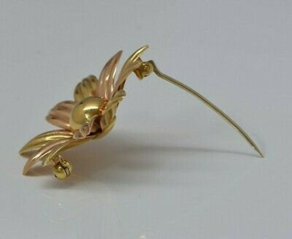 18K Rose and Yellow Gold Italian Flower Pin Circa… - image 6