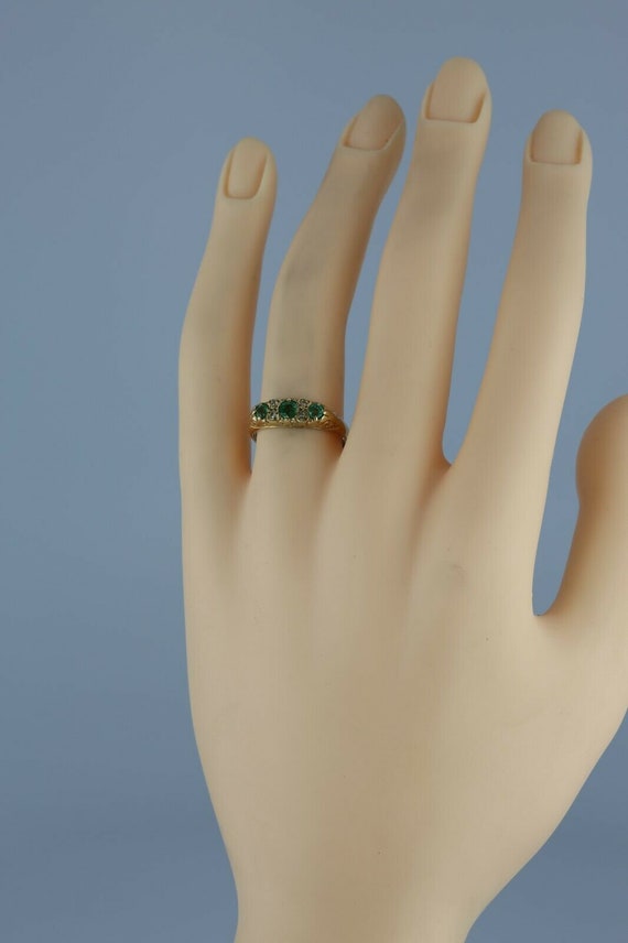 Vintage 9K Yellow Gold Emerald and Diamond Ring E… - image 6