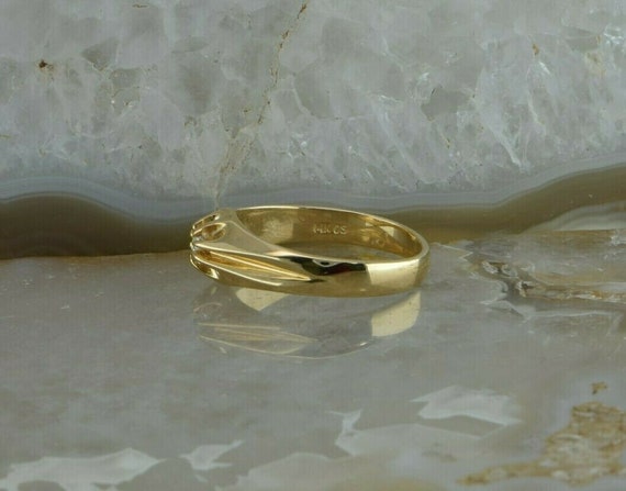 14K Yellow Gold Diamond Solitaire Ring Belcher Se… - image 3