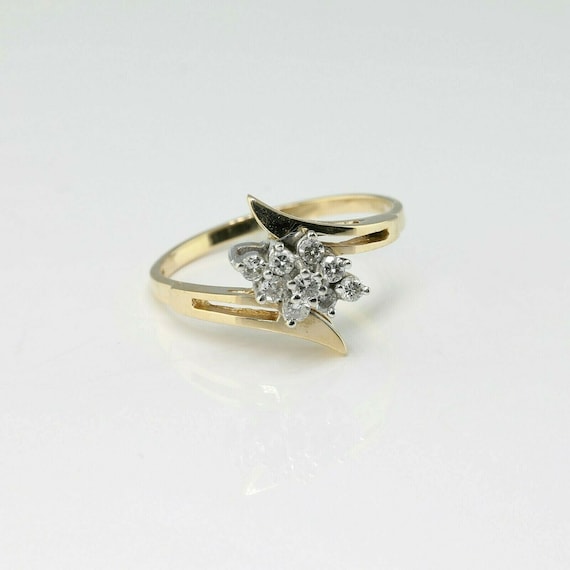 14K Yellow Gold 1/4ct Diamond Cocktail Ring Size … - image 1