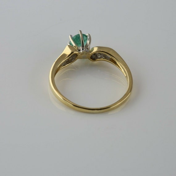 18K Yellow Gold Emerald and Diamond Ring Size 7.2… - image 6