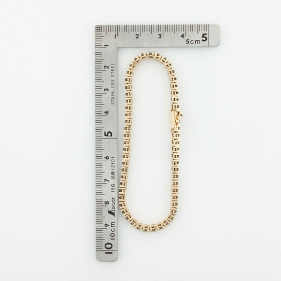 14K Yellow Gold 3ct + Diamond Tennis Bracelet Cir… - image 3