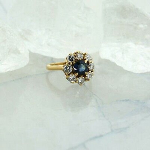 14k Yellow Gold Ring With Natural Sapphire & Diamonds – Size 5.5, September Birthstone, Velvet Box Included