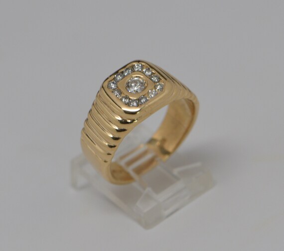 14K Yellow Gold Men's Art Deco Style Diamond Ring… - image 4