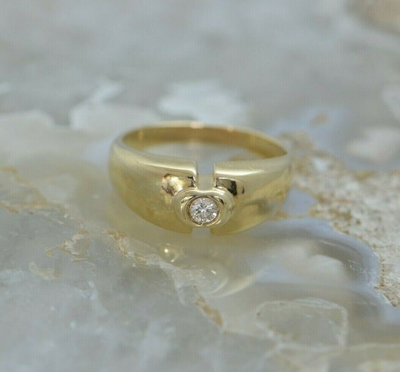 14K YG Tested Diamond Ring with Round Center Ston… - image 1