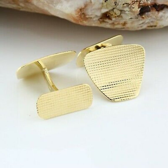 Vintage 14K Yellow Gold Biomorphic Lever Cufflink… - image 2