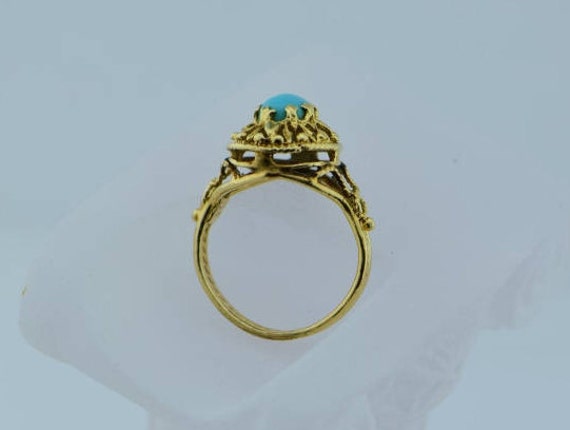 14K YG turquoise cabochon ring 4 x 8 mm dome cabo… - image 3