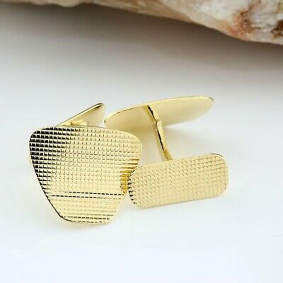 Vintage 14K Yellow Gold Biomorphic Lever Cufflink… - image 4