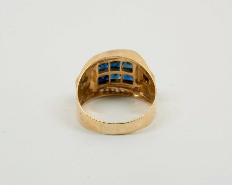 18K Yellow Gold Men's Sapphire and Diamond Ring Circa 1980, Size 12.5 ...