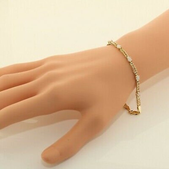 10K Yellow Gold 1 ct tw Crystal Opal Bracelet 7 i… - image 2