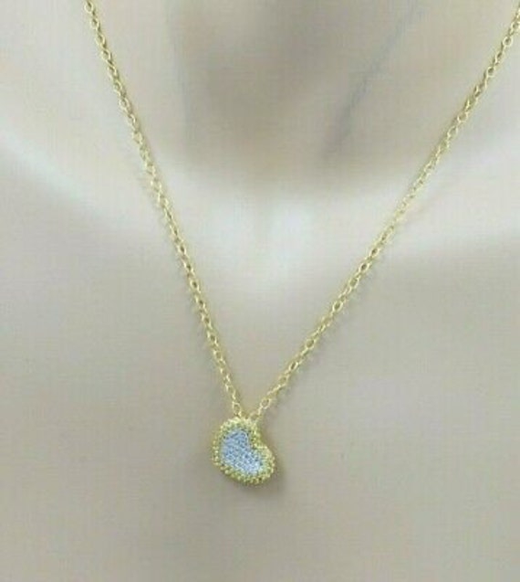 18K YG Diamond & Yellow Sapphire Heart Necklace o… - image 2