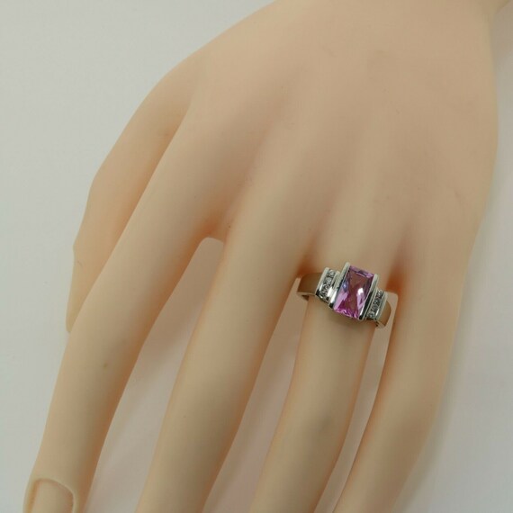 10K Yellow Gold Manmade Pink Sapphire and Diamond… - image 5