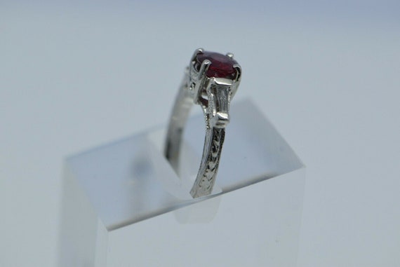 Platinum Ruby and Diamond Ring Deco Style Size 6 - image 8