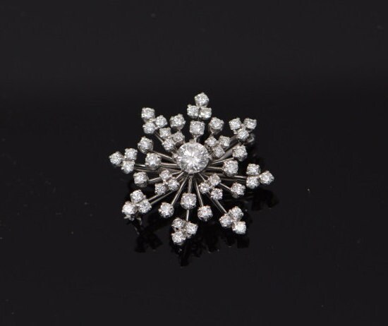 Superb Platinum Snowflake Diamond Pin/Pendant, circa 1950