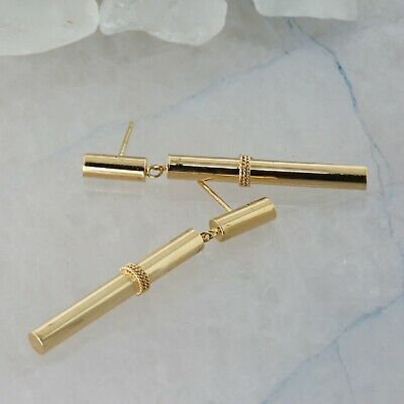 14K Yellow Gold Earrings Tube Design