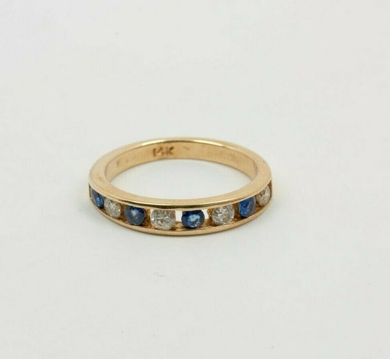 14k Yellow Gold Diamond and Sapphire Band 3/4 ct … - image 3