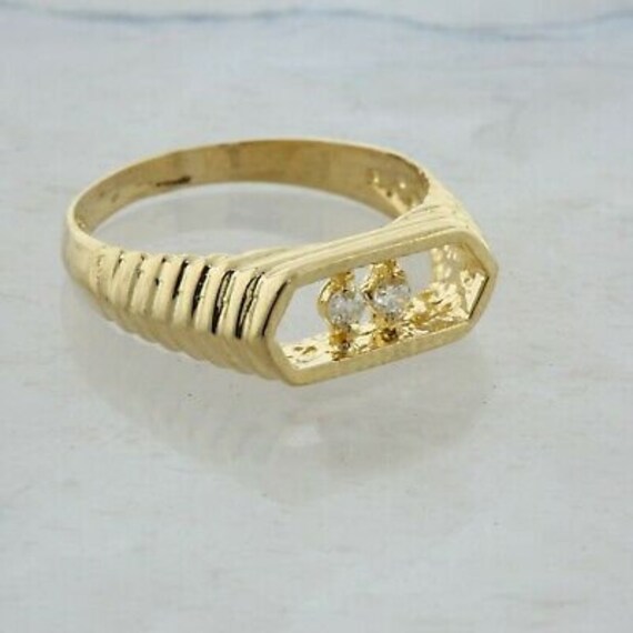14K Yellow Gold Diamond Ring Size 5.5 Circa 1980 - image 3