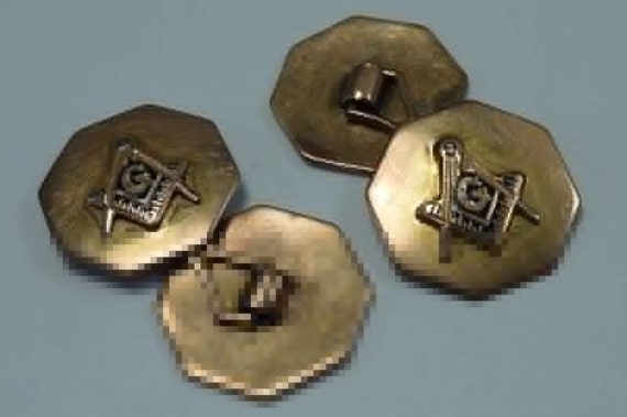 14K Yellow Gold Vintage "Masonic/Freemason" Cuffl… - image 1