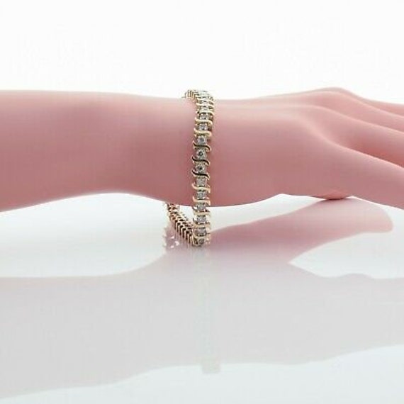 14K Yellow Gold 3 ct Diamond Bracelet 7.5 Inches … - image 4