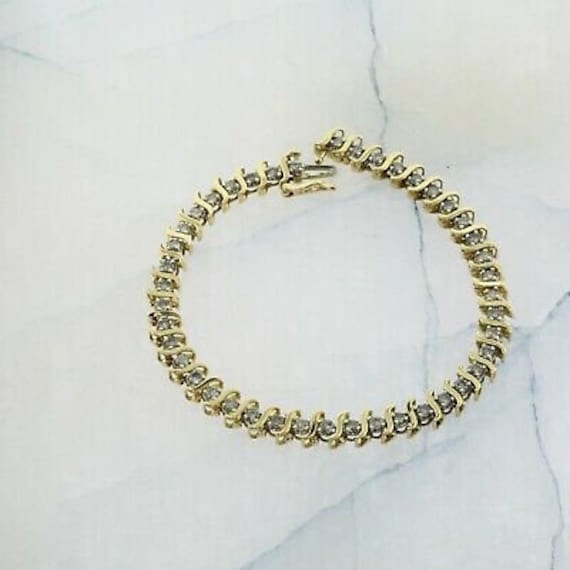 14K Yellow Gold 3 ct Diamond Bracelet 7.5 Inches … - image 1