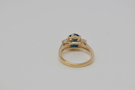 14K Yellow Gold Sapphire & Diamond Ring Circa 198… - image 4
