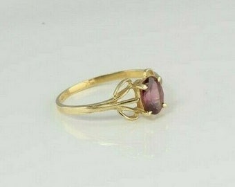 14K Yellow Gold Pink Stone Ring Size 8 Circa 1970