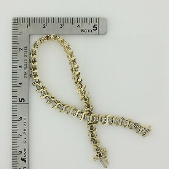 14K Yellow Gold 3 ct Diamond Bracelet 7.5 Inches … - image 9