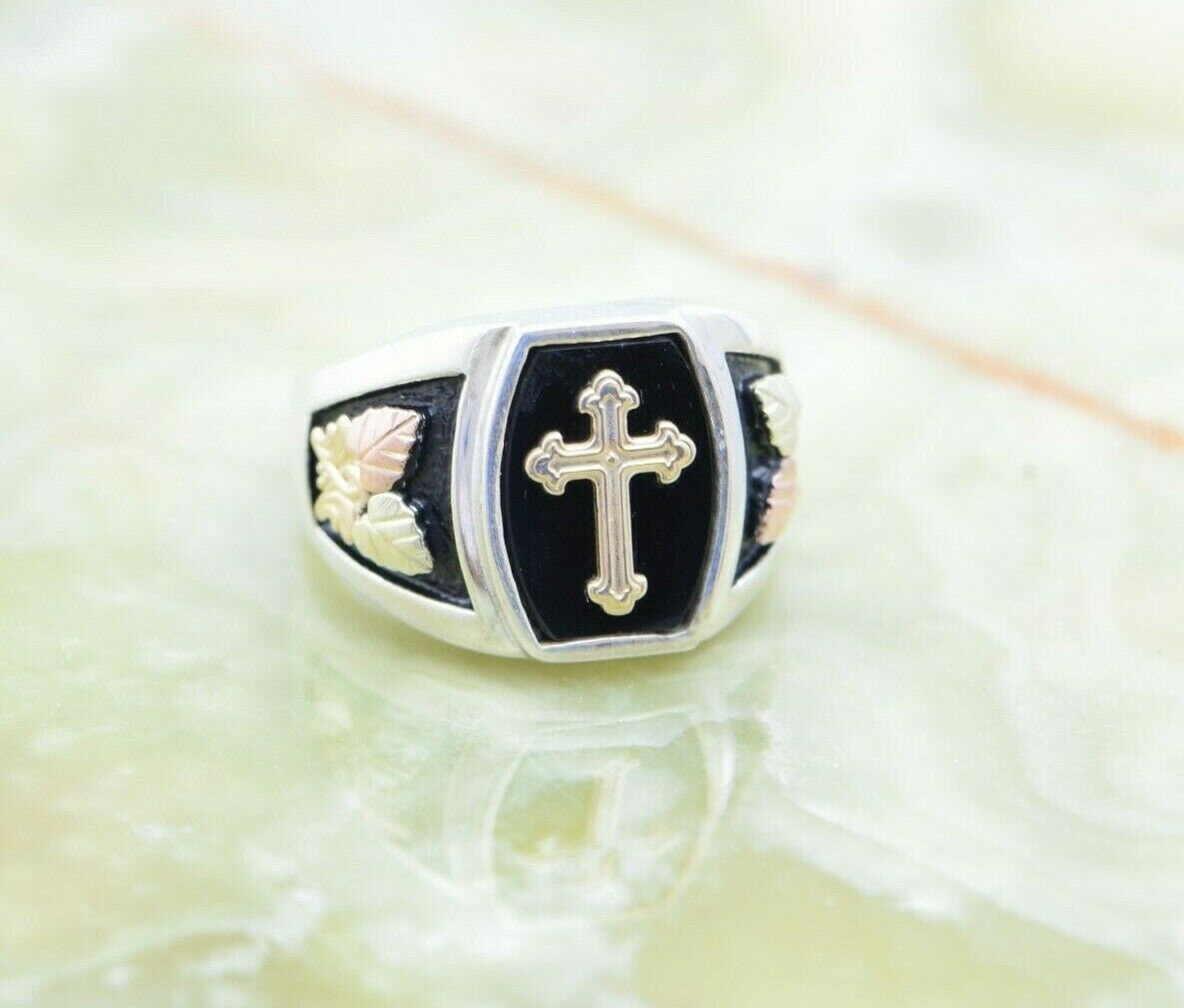 Black onyx cross ring deals