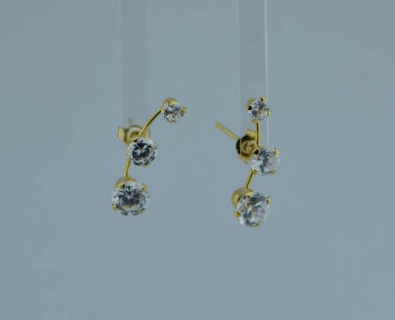 14K Yellow Gold Cubic Zirconia Post Earrings - image 1