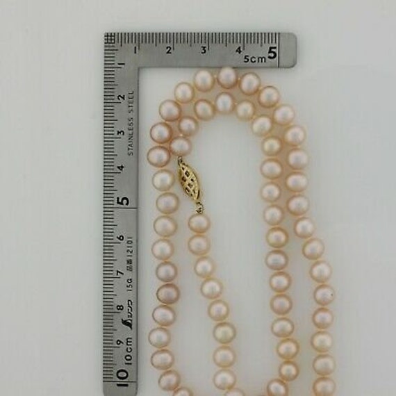 Pink Pearl Strand 18 inch long 14K yellow gold fi… - image 8