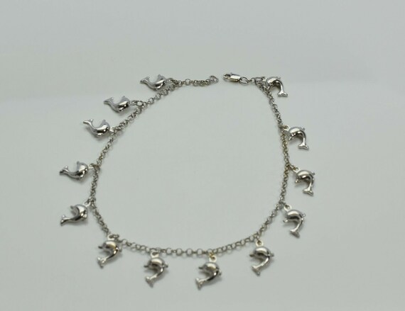 14K White Gold Dolphin Anklet Circa 1990 - image 3