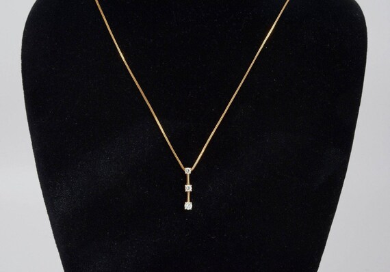 14k Yellow Gold Necklace With 3 Tier Diamond Pendant App 66 - Three Tier Diamond Pendant