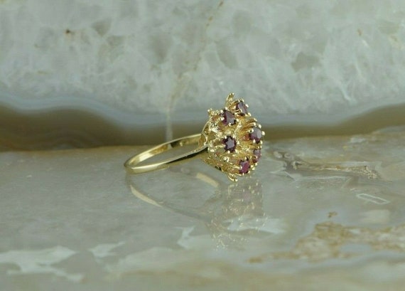 14K Yellow Gold 1 ct tw Ruby Cocktail Ring Size 7… - image 5