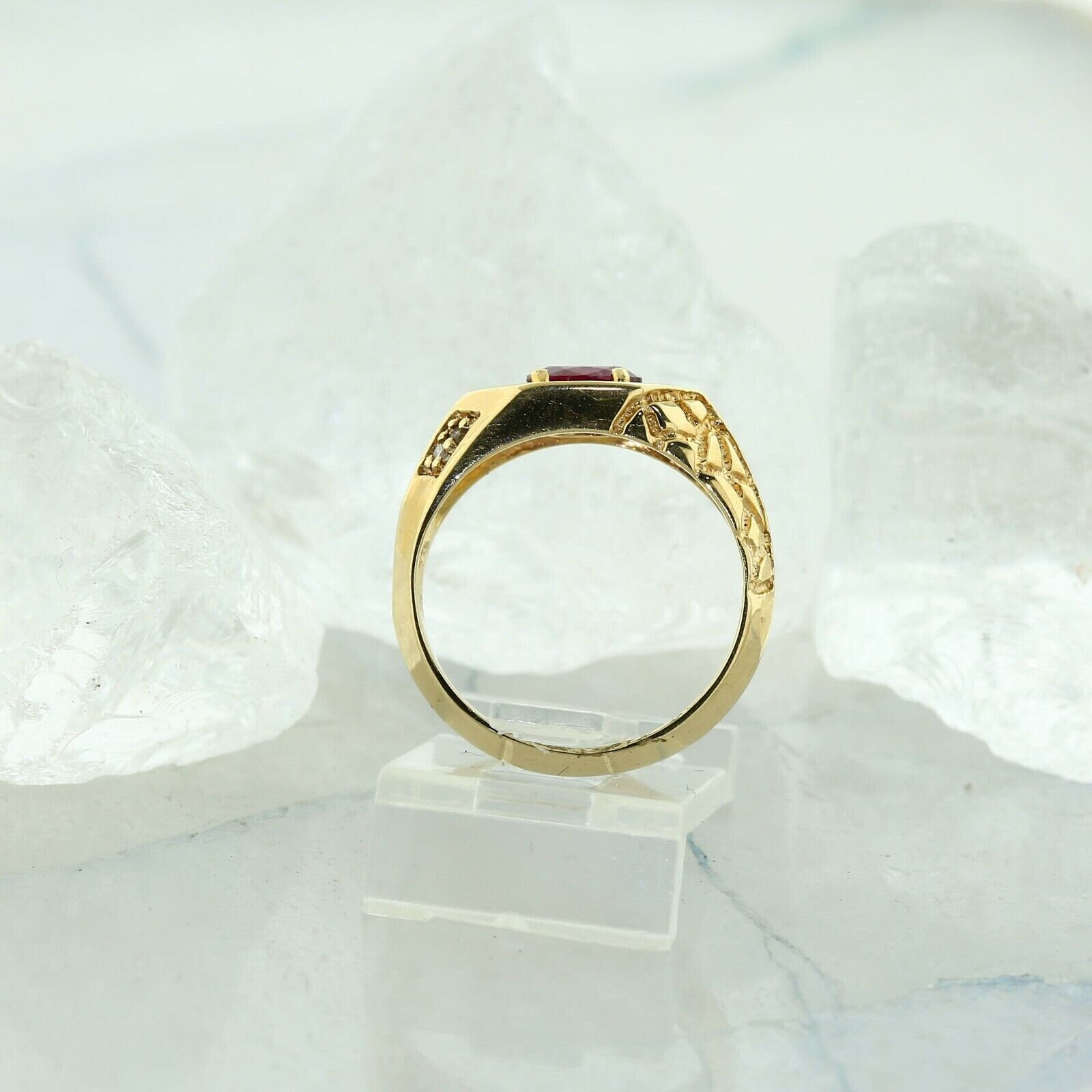 14K Yellow Gold Ruby and Diamond Ring Size 6 - Etsy