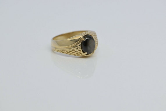 10K Yellow Gold Black Star Sapphire Cabochon Ring… - image 6